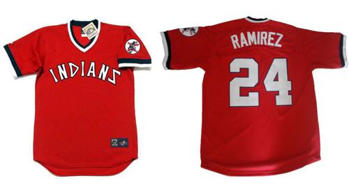 Indians #24 Manny Ramirez Red 1978 Turn Back The Clock Stitched MLB Jersey